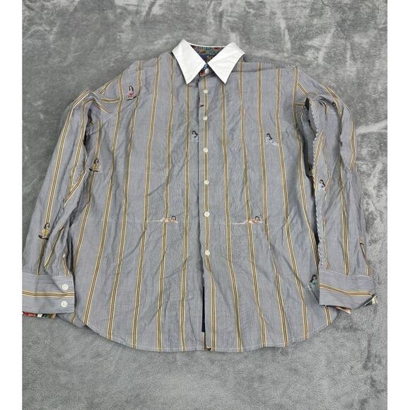 Robert Graham Long Sleeve Button Down Shirt Men's Size Large Blue Striped - Picture 1 of 11
